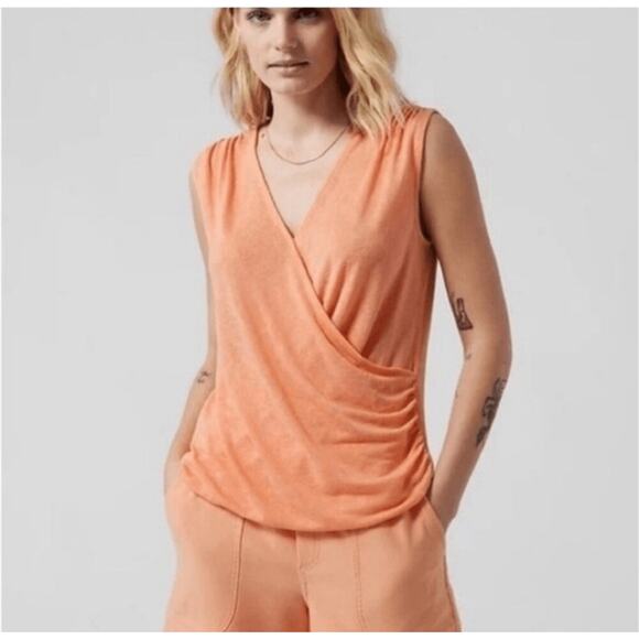 Athleta Breezy Wrap Tank Sleeveless Top Orange Sz S - Picture 1 of 8